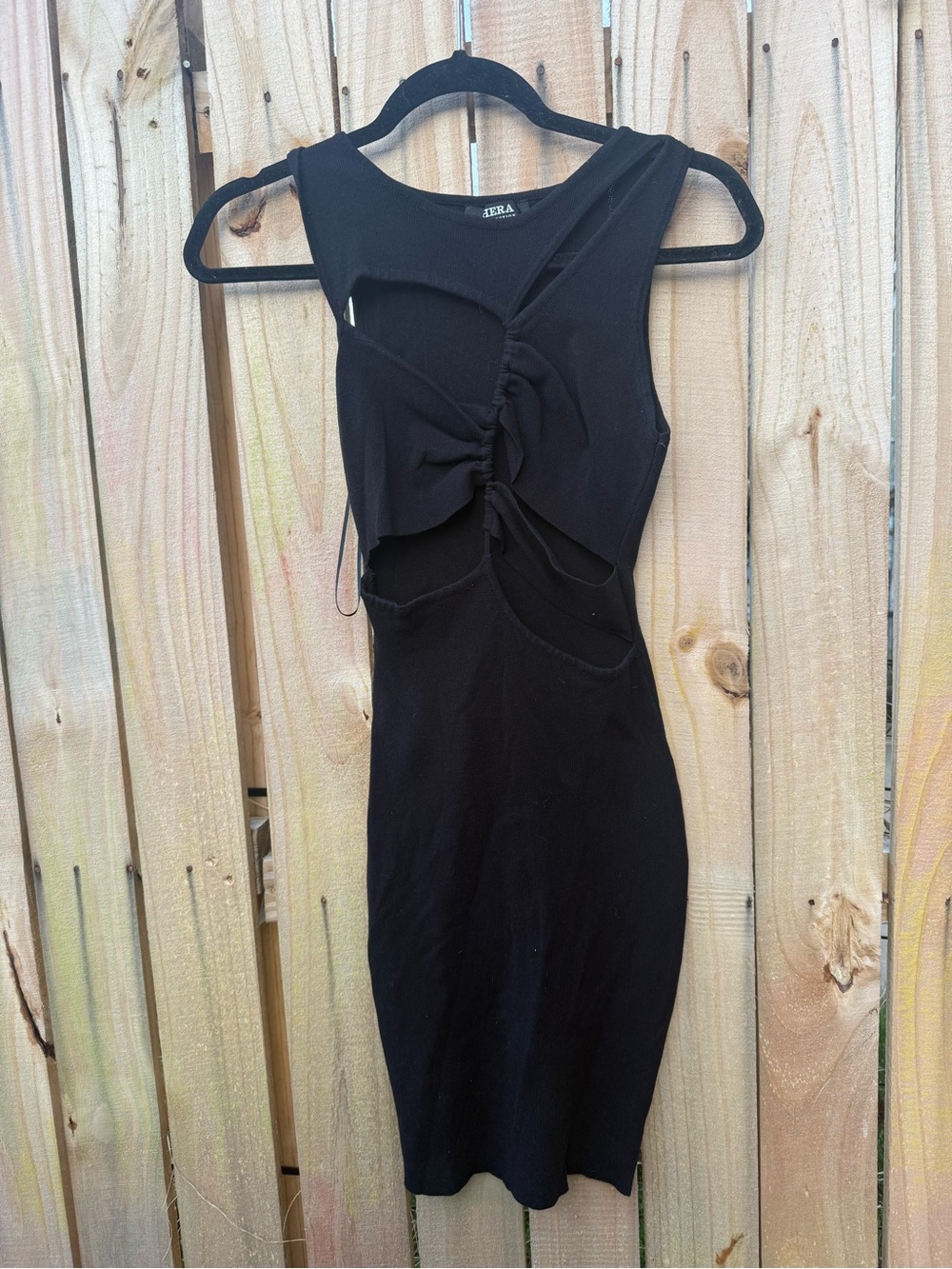 Hera Collection Black Cutout Ruched Mini Dress